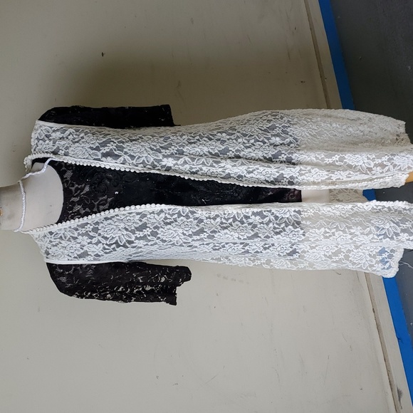 Agenda Boho Floral cream white lace Gilet Long Vest M L Cottage Core - Picture 3 of 8